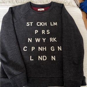 Madewell Tour Guide Heather Dark Gray Sweatshirt with White Lettering size XS